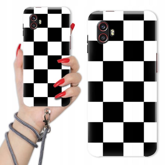 Etui Charms Sznurek do SAMSUNG XCOVER PRO 2 Kratka CZARNO-BIAŁA Szachownica Funnycase