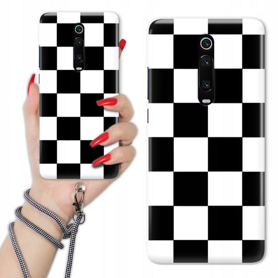 Etui Charms Sznurek do XIAOMI REDMI K20 Kratka B&W CZARNO-BIAŁA Szachownica Funnycase