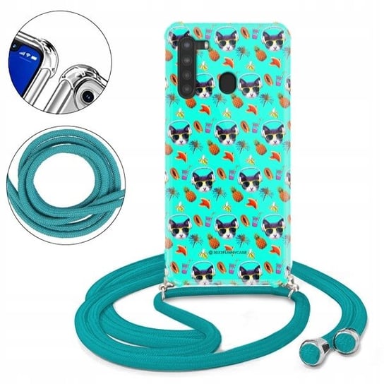 ETUI CROSSBODY TURKUS DO SAMSUNG A21 Wzory CRAZY Funnycase