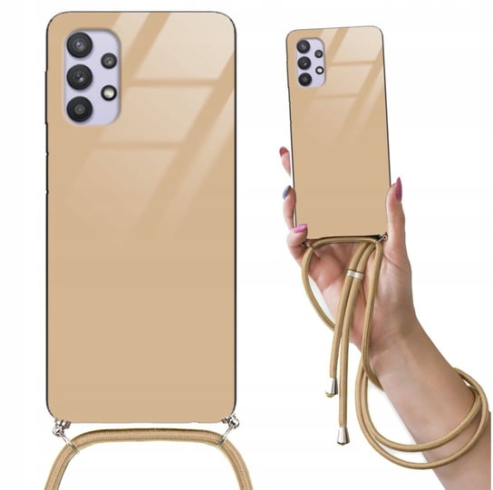 ETUI CROSSGLAM BEŻOWE do SAMSUNG A32 Obudowa Kremowa Ecru Sznurek Beżowy Funnycase