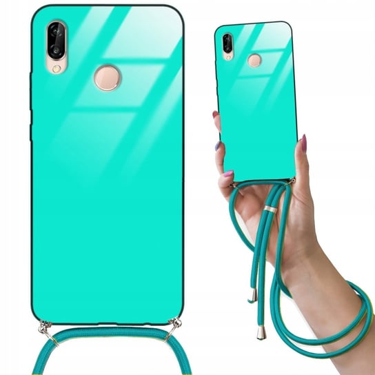 Etui CROSSGLAM TURKUSOWY do HUAWEI P20 LITE Obudowa Glass Case ze Sznurkiem Funnycase