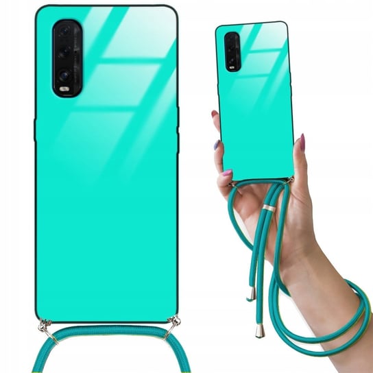 Etui CROSSGLAM TURKUSOWY do OPPO FIND X2 Obudowa Glass Case ze Sznurkiem Funnycase