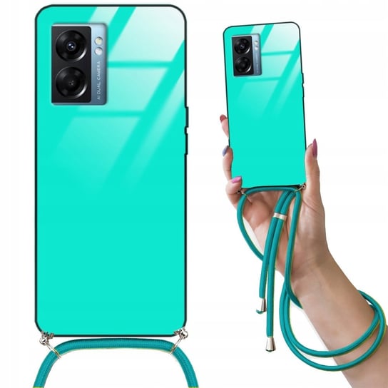 Etui CROSSGLAM TURKUSOWY do OPPO K10 5G Obudowa Glass Szklana ze Sznurkiem Funnycase