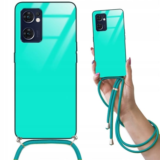 Etui CROSSGLAM TURKUSOWY do OPPO RENO 7 5G Obudowa Glass Case ze Sznurkiem Funnycase