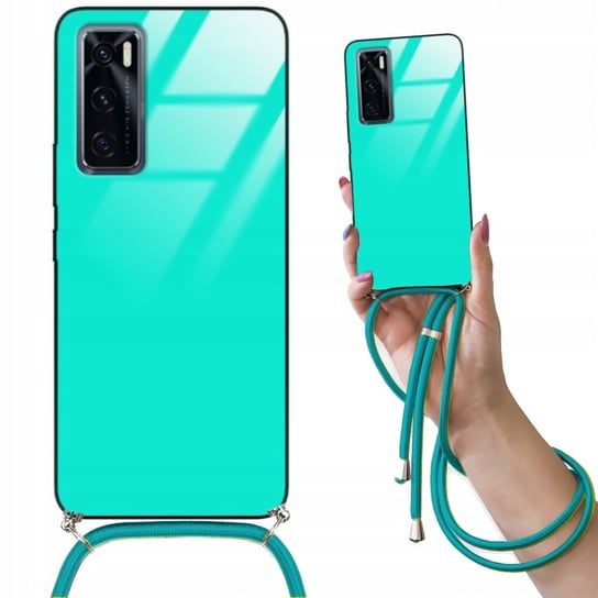 Etui CROSSGLAM TURKUSOWY do VIVO V20SE Obudowa Glass Szklana ze Sznurkiem Funnycase