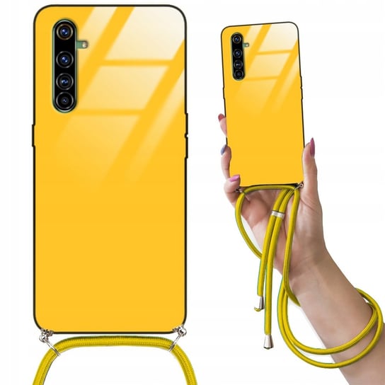 Etui CROSSGLAM ŻÓŁTY do REALME X50 PRO Obudowa Szklana Glass ze Sznurkiem Funnycase