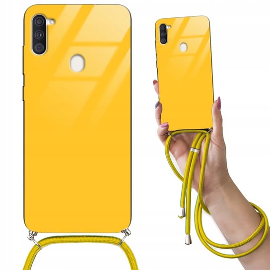 Etui CROSSGLAM ŻÓŁTY do SAMSUNG A11 Obudowa Szklana Glass Case + Sznurek Funnycase