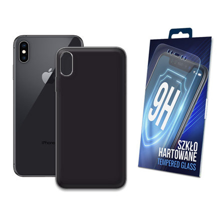 ETUI CZARNE MATOWE DO APPLE IPHONE XS MAX MATT CASE OBUDOWA + SZKŁO 9H MARTECH