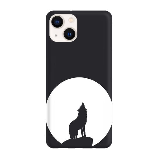 Etui czarne matowe z nadrukiem Apple iPhone 13 Wilk księżyc PieceofCase