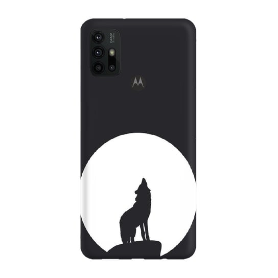 Etui czarne matowe z nadrukiem Motorola Moto G31 Wilk księżyc PieceofCase