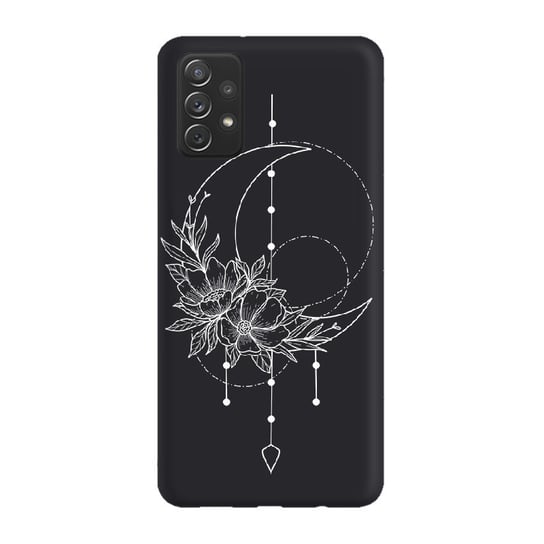 Etui czarne matowe z nadrukiem Samsung Galaxy A32 4G Księżyc Boho PieceofCase