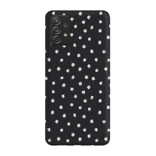 Etui czarne matowe z nadrukiem Samsung Galaxy A32 5G Stokrotki mini białe PieceofCase