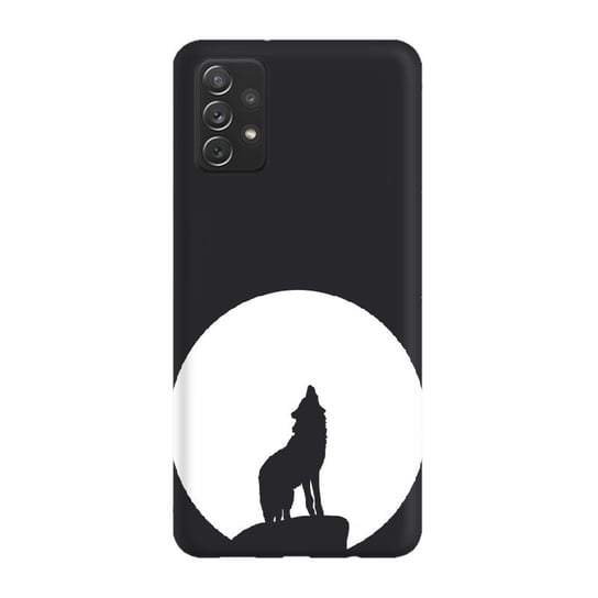 Etui czarne matowe z nadrukiem Samsung Galaxy A32 5G Wilk księżyc PieceofCase