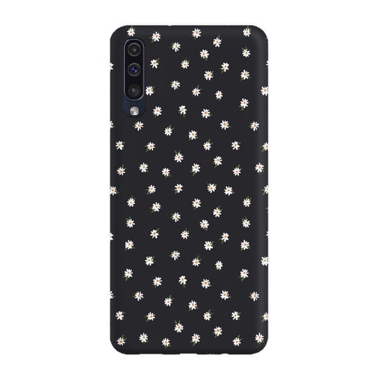 Etui czarne matowe z nadrukiem Samsung Galaxy A70 Stokrotki mini białe PieceofCase