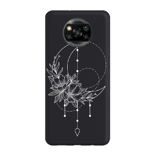 Etui czarne matowe z nadrukiem Xiaomi POCO X3 NFC Księżyc Boho PieceofCase