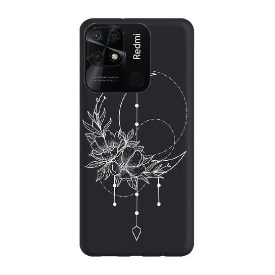 Etui czarne matowe z nadrukiem Xiaomi Redmi 10C Księżyc Boho PieceofCase