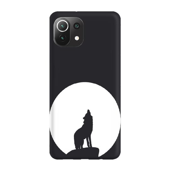 Etui czarne matowe z nadrukiem Xiaomi Redmi A2 Wilk księżyc PieceofCase