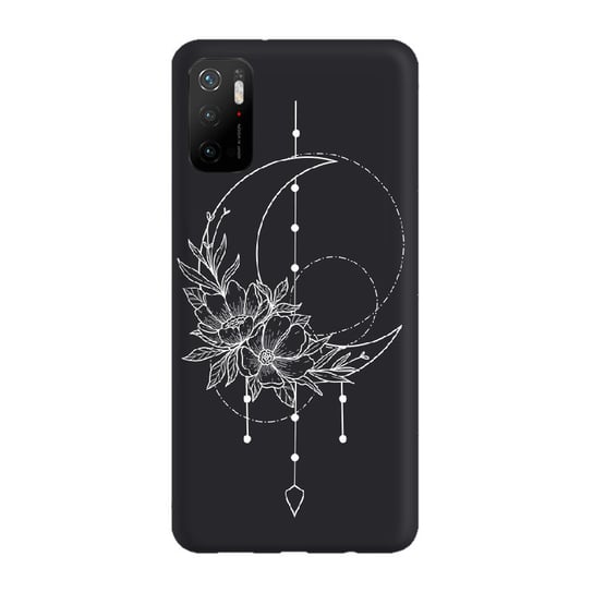 Etui czarne matowe z nadrukiem Xiaomi Redmi Note 10 5G Księżyc Boho PieceofCase