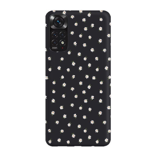 Etui czarne matowe z nadrukiem Xiaomi Redmi Note 11 Pro 5G Stokrotki mini białe PieceofCase