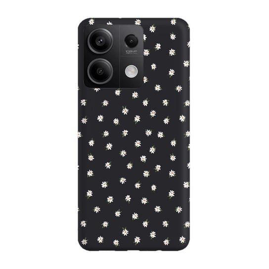 Etui czarne matowe z nadrukiem Xiaomi Redmi Note 13 5G Stokrotki mini białe PieceofCase