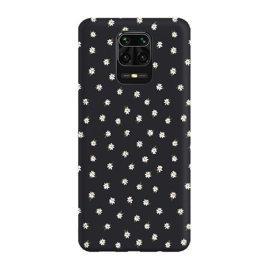 Etui czarne matowe z nadrukiem Xiaomi Redmi Note 9 Pro Stokrotki mini białe PieceofCase