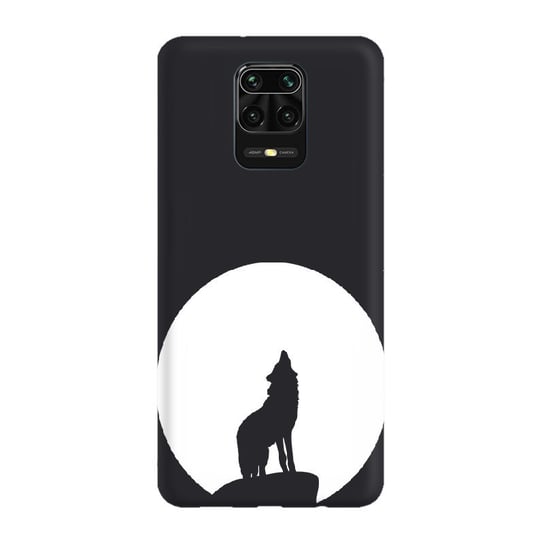 Etui czarne matowe z nadrukiem Xiaomi Redmi Note 9 Pro Wilk księżyc PieceofCase