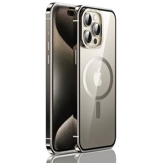 Etui D-Pro Titanium Metal Frame obudowa magnetyczna do MagSafe iPhone 15 Pro Max (Titanium Gray) D-pro