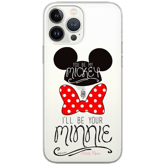 Etui Disney dedykowane do Iphone 12 Mini, wzór: Mickey i Minnie 004 Etui częściowo przeźroczyste, oryginalne i oficjalnie licencjonowane Disney