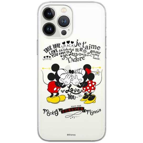 Etui Disney dedykowane do Iphone 13 PRO MAX, wzór: Mickey i Minnie 005 Etui częściowo przeźroczyste, oryginalne i oficjalnie licencjonowane ERT Group