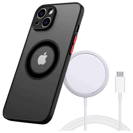 Etui do Apple iPhone 13 Mini obudowa Alogy Hybrid Mag Case do MagSafe z ochroną aparatu matowe czarne + Ładowarka Qi Apple
