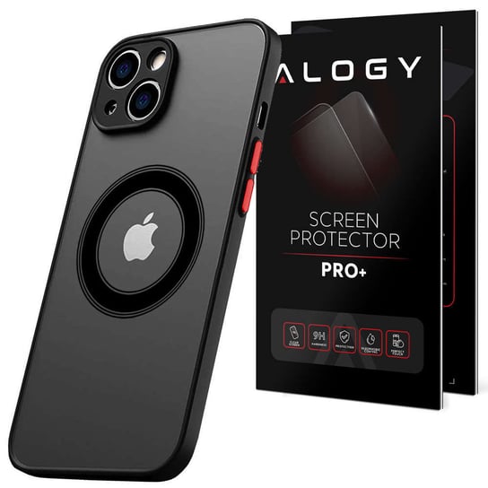 Etui do Apple iPhone 13 Mini obudowa Alogy Hybrid Mag Case do MagSafe z ochroną aparatu matowe czarne + Szkło Apple