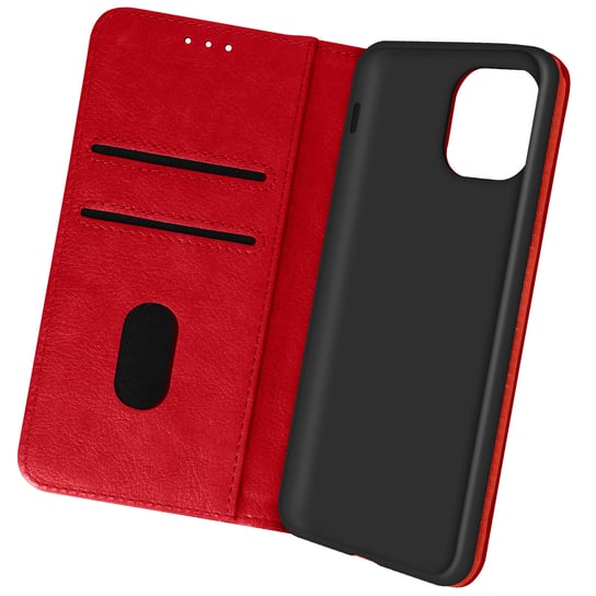 Etui do Apple iPhone 13 Mini z klapką, funkcją portfela i stojakiem na wideo - czerwone Avizar