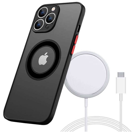 Etui do Apple iPhone 13 Pro Max obudowa Alogy Hybrid Mag Case do MagSafe z ochroną aparatu matowe czarne + Ładowarka Qi Apple