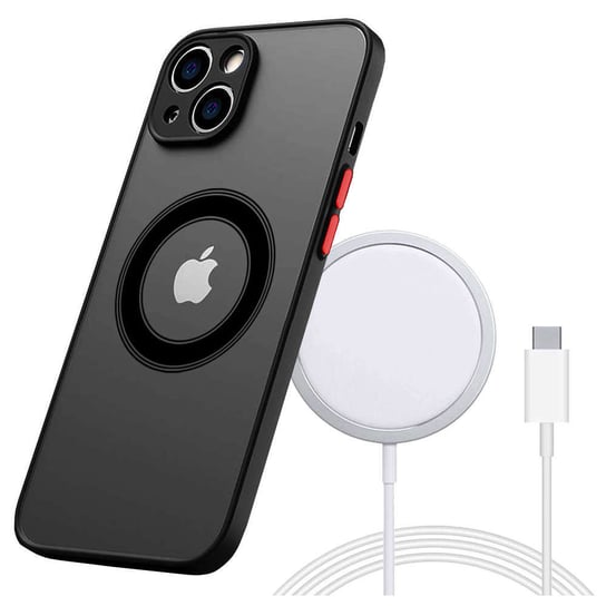 Etui do Apple iPhone 14 obudowa Alogy Hybrid Mag Case do MagSafe z ochroną aparatu matowe czarne + Ładowarka Qi Apple