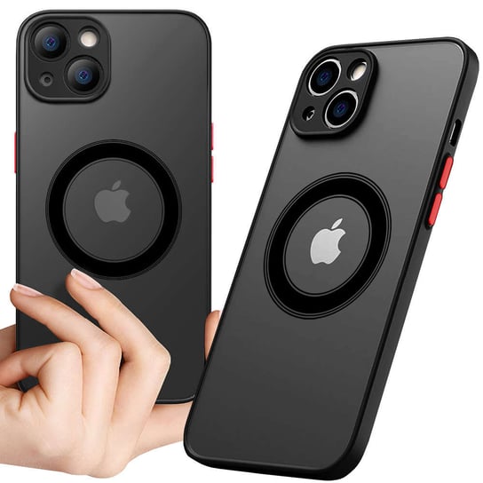 Etui do Apple iPhone 14 obudowa Alogy Hybrid Mag Case do MagSafe z ochroną aparatu matowe czarne + Szkło Apple
