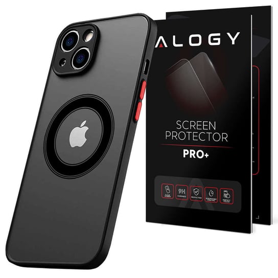 Etui do Apple iPhone 14 Plus obudowa Alogy Hybrid Mag Case do MagSafe z ochroną aparatu matowe czarne + Szkło Apple