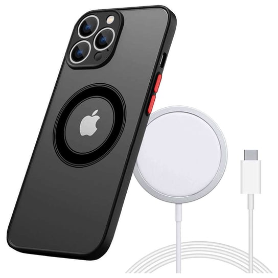 Etui do Apple iPhone 14 Pro Max obudowa Alogy Hybrid Mag Case do MagSafe z ochroną aparatu matowe czarne + Ładowarka Qi Apple
