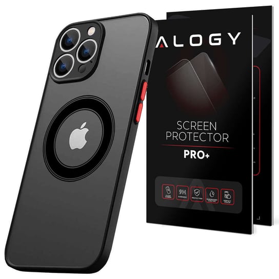 Etui do Apple iPhone 14 Pro Max obudowa Alogy Hybrid Mag Case do MagSafe z ochroną aparatu matowe czarne + Szkło Apple