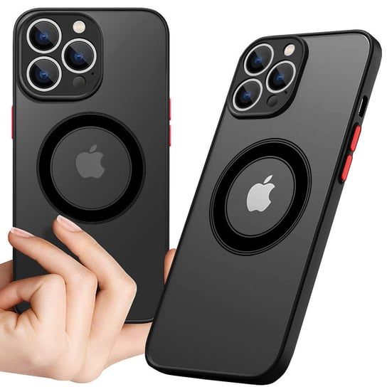 Etui do Apple iPhone 14 Pro obudowa Alogy Hybrid Mag Case do MagSafe z ochroną aparatu matowe czarne + Szkło Apple