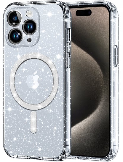 Etui do Apple iPhone 15 Pro BROKATOWE do MagSafe CLEAR CASE Szkło na ekran Krainagsm