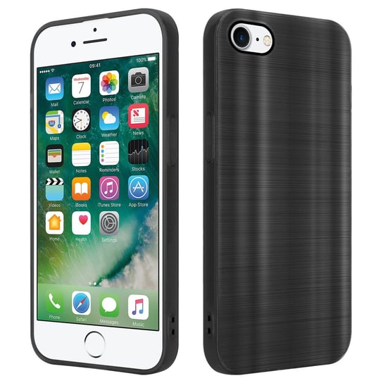 Etui Do Apple iPhone 7 / 7S / 8 / SE 2020 Pokrowiec w Brushed Czerń Etui Silikonowe Obudowa Case Cover Cadorabo Cadorabo