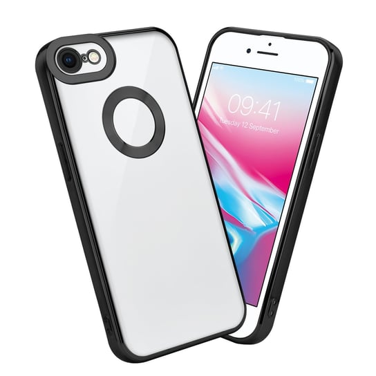 Etui Do Apple iPhone 7 / 7S / 8 / SE 2020 Pokrowiec w Przezroczysty - Czarny Etui Chrom Obudowa Case Cover Ochronny Cadorabo Cadorabo