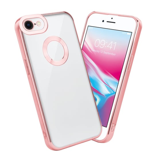 Etui Do Apple iPhone 7 / 7S / 8 / SE 2020 Pokrowiec w Przezroczysty - Różowy Etui Chrom Obudowa Case Cover Ochronny Cadorabo Cadorabo