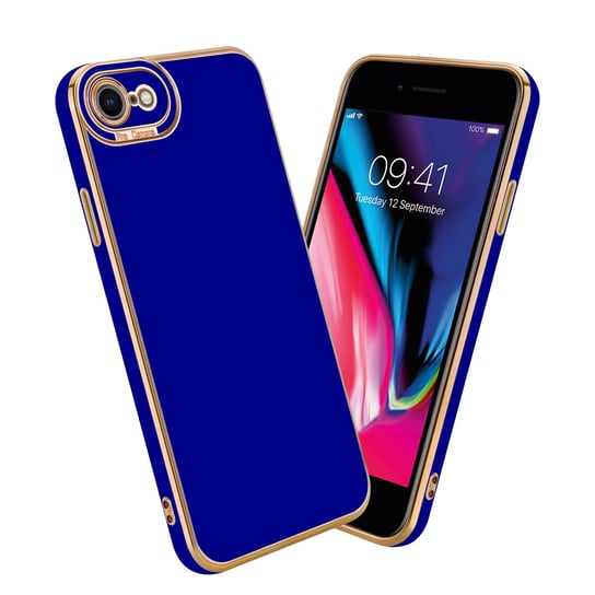 Etui Do Apple iPhone 7 / 7S / 8 / SE 2020 Porkowiec w Glossy Niebieski - Różowe Złoto Ochrona kamery Obudowa Case Cover TPU Cadorabo Cadorabo