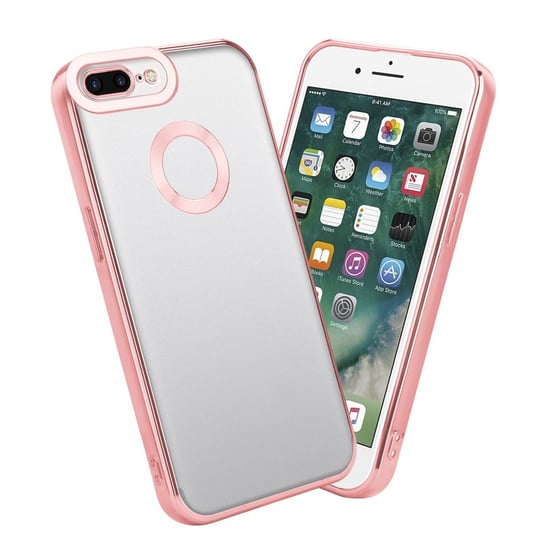 Etui Do Apple iPhone 7 PLUS / 7S PLUS / 8 PLUS Pokrowiec w Przezroczysty - Różowy Etui Chrom Obudowa Case Cover Ochronny Cadorabo Cadorabo