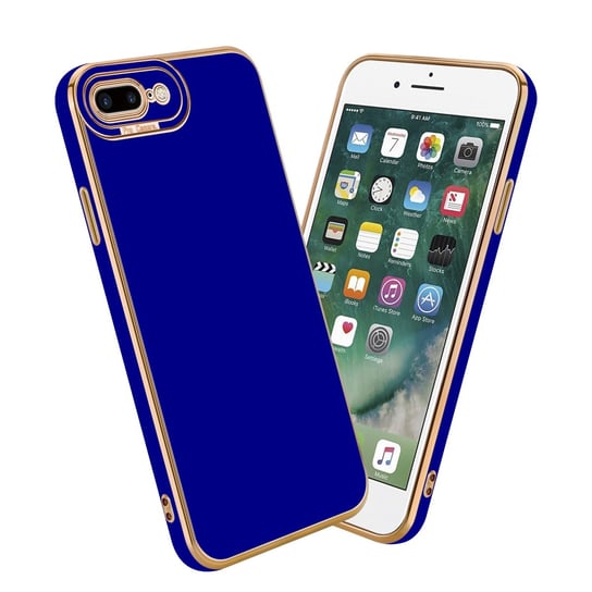 Etui Do Apple iPhone 7 PLUS / 7S PLUS / 8 PLUS Porkowiec w Glossy Niebieski - Różowe Złoto Ochrona kamery Obudowa Case Cover TPU Cadorabo Cadorabo