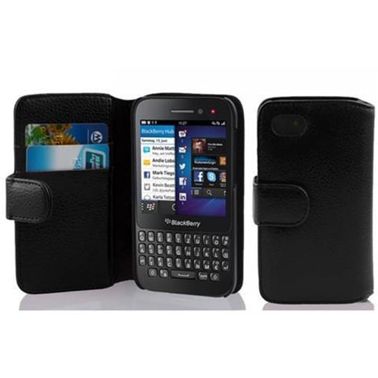 Etui Do Blackberry Q5 w CZARNY OXID Pokrowiec Portfel Case Cover Obudowa Cadorabo Cadorabo