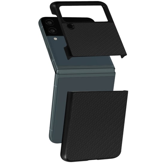 Etui do Galaxy Z Flip 3 Rigid Carbon Fibre Effect 2-Piece Design - czarne Avizar