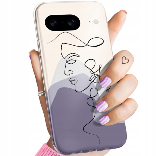 Etui Do Google Pixel 8 Wzory Continuous Line-Art Kreska Linie Obudowa Case Google