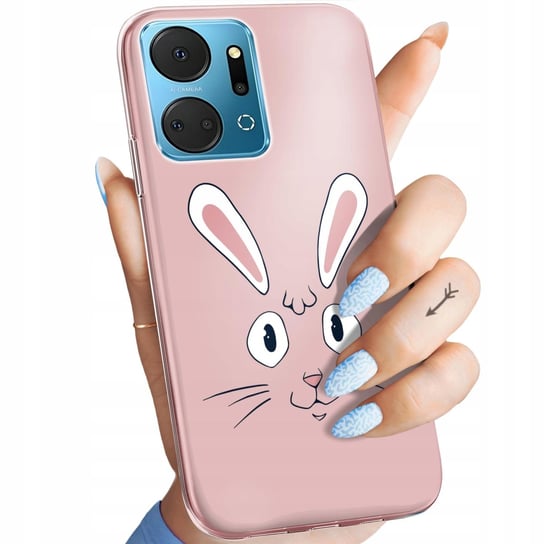 Etui Do Huawei Honor X7A Wzory Królik Zając Bunny Obudowa Pokrowiec Case Huawei